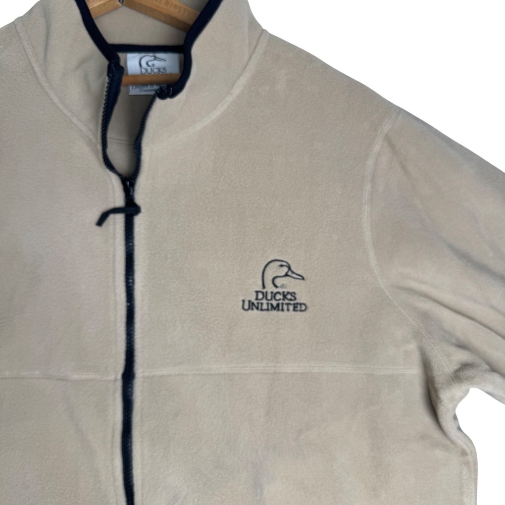 Ducks Unlimited Fleece Jacket Mens XXL Tan Full Zip Wetlands Conservation Logo
